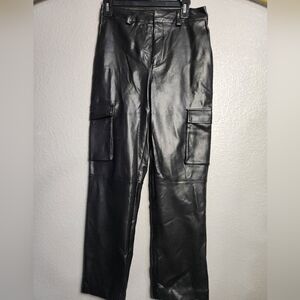 Faux Leather Cargo Pants